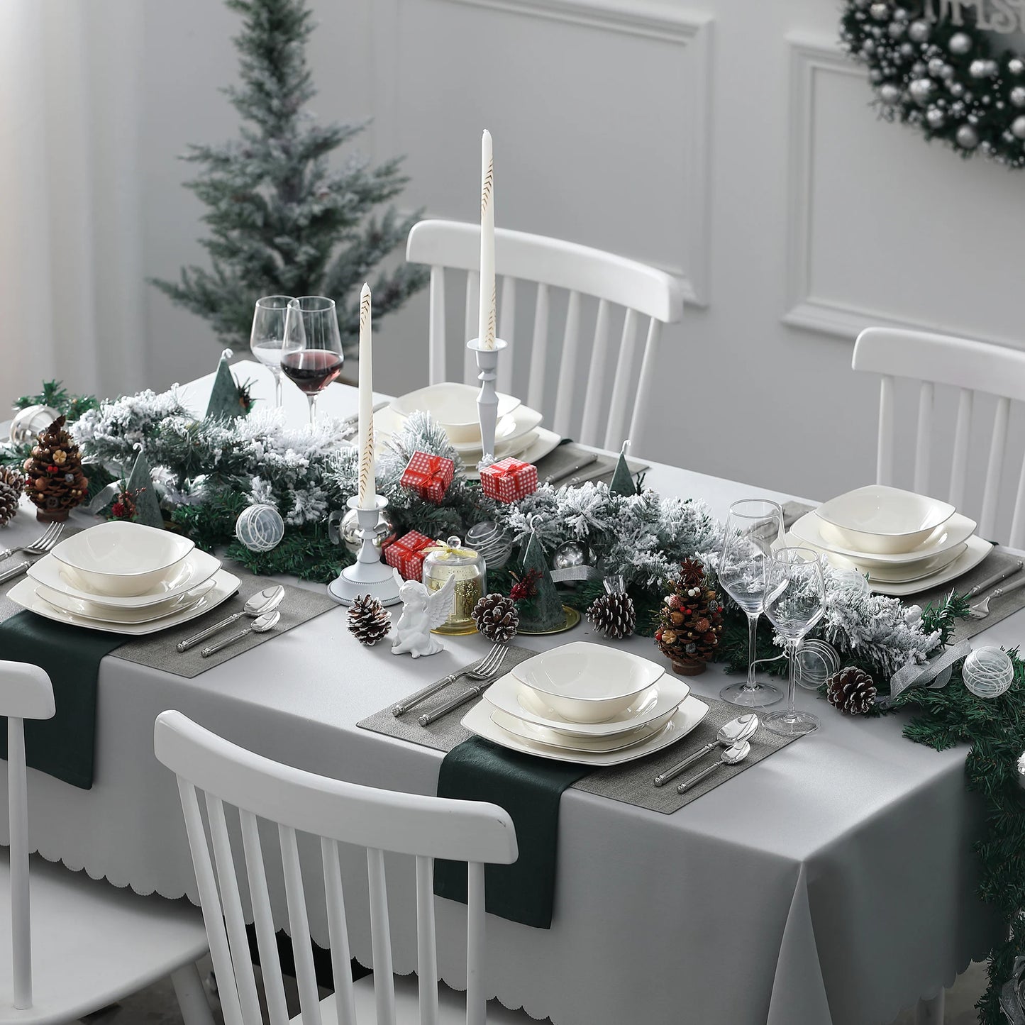 Ensemble Assiettes & Bols Blanc Liseret Doré