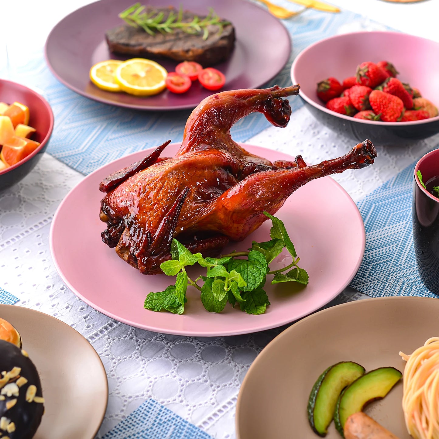 Ensemble Assiettes Tasses & Bols ronds Bi-chromatique